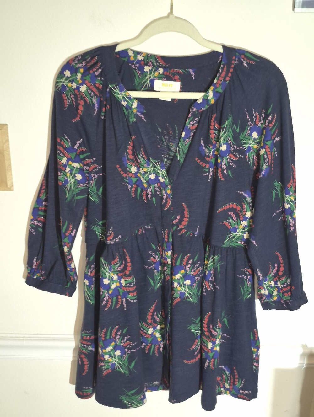 Maeve By Anthropologie Navy Floral Tunic Top/mini Dress